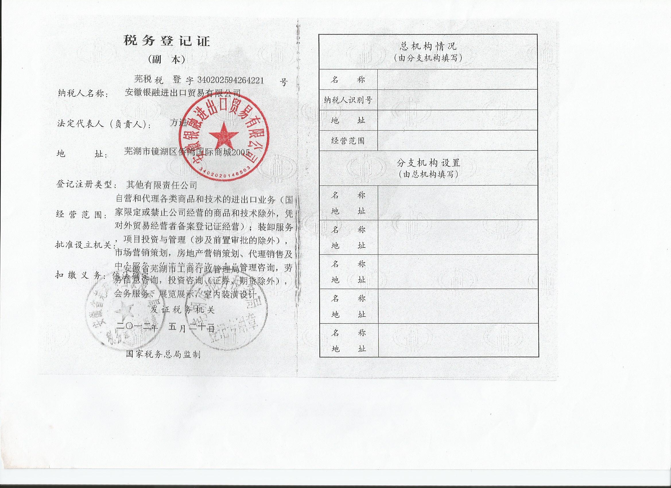 Tax Registration Certificate